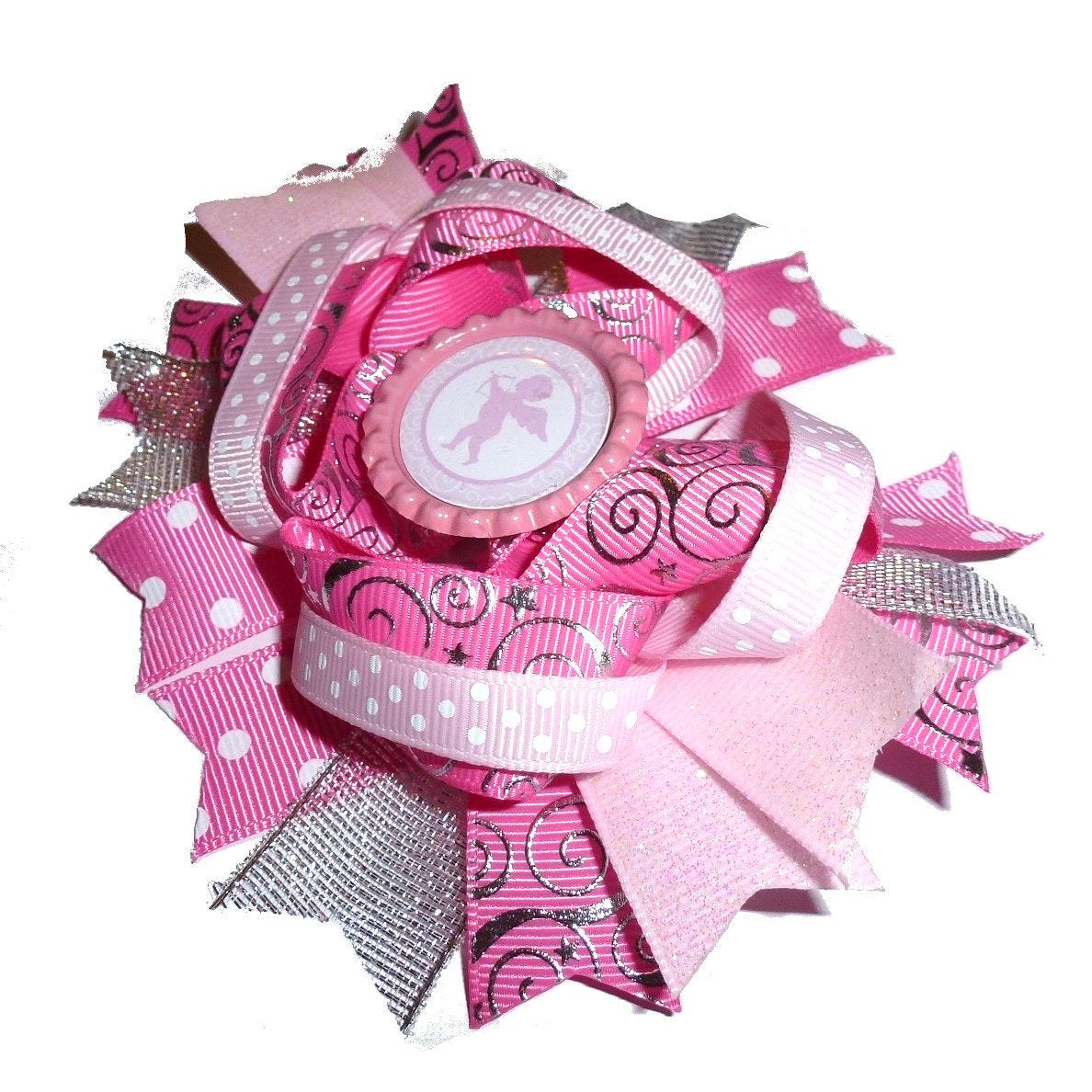 Puppy bows ~ dog collar slide bow valentine's day pink cupid accessory (dc13)