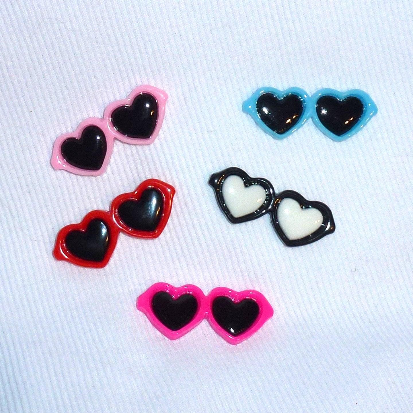 Puppy bows ~ pink blue yellow black red heart barrette pet hair clip sunglasses round bow (fb32)