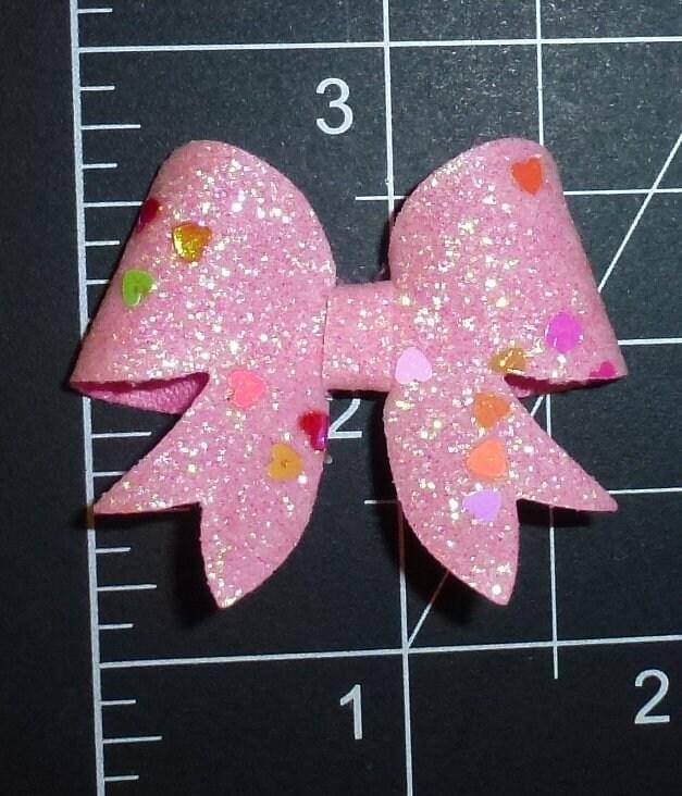 Puppy bows ~ sequin heart hair bows barrette or bands pet dog bow (fb163f)