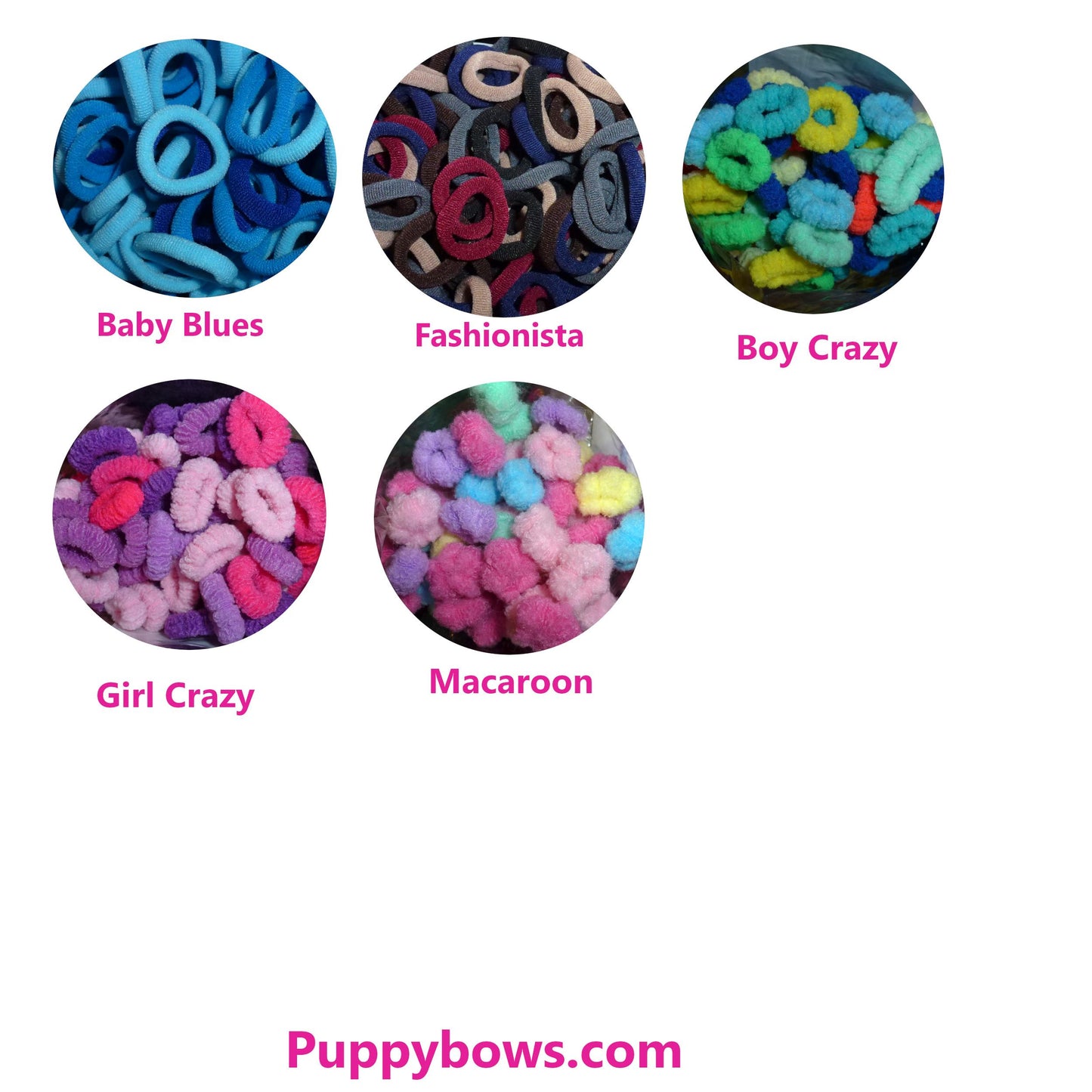 Dog grooming scrunchy elastic hair bands 3/4" package of 100
