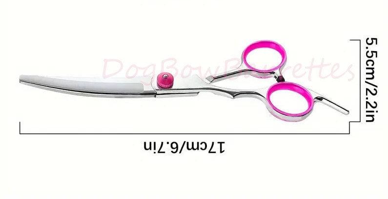 Puppy bows ~dog grooming shears stainless steel curved pink for the perfect topknot scissors~ usa seller