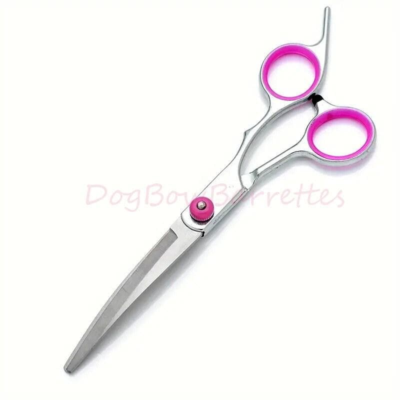 Puppy bows ~dog grooming shears stainless steel curved pink for the perfect topknot scissors~ usa seller