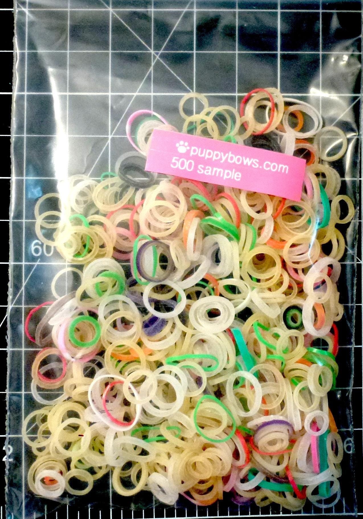 Puppy bows ~ latex or non latex or neon dog grooming bands ~2000 quantity bags elastic dog bows bow topknot band
