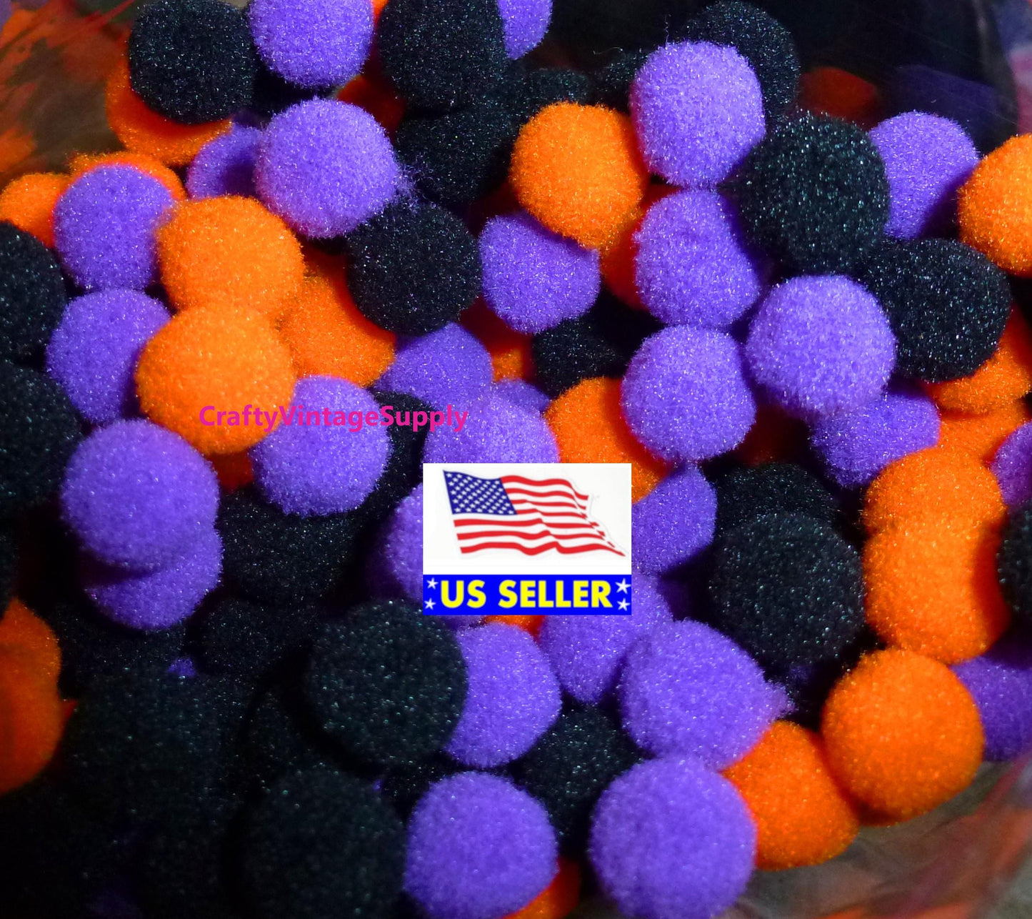 Pom poms 600pcs halloween black orange purple pom pon balls 3/8" 10mm