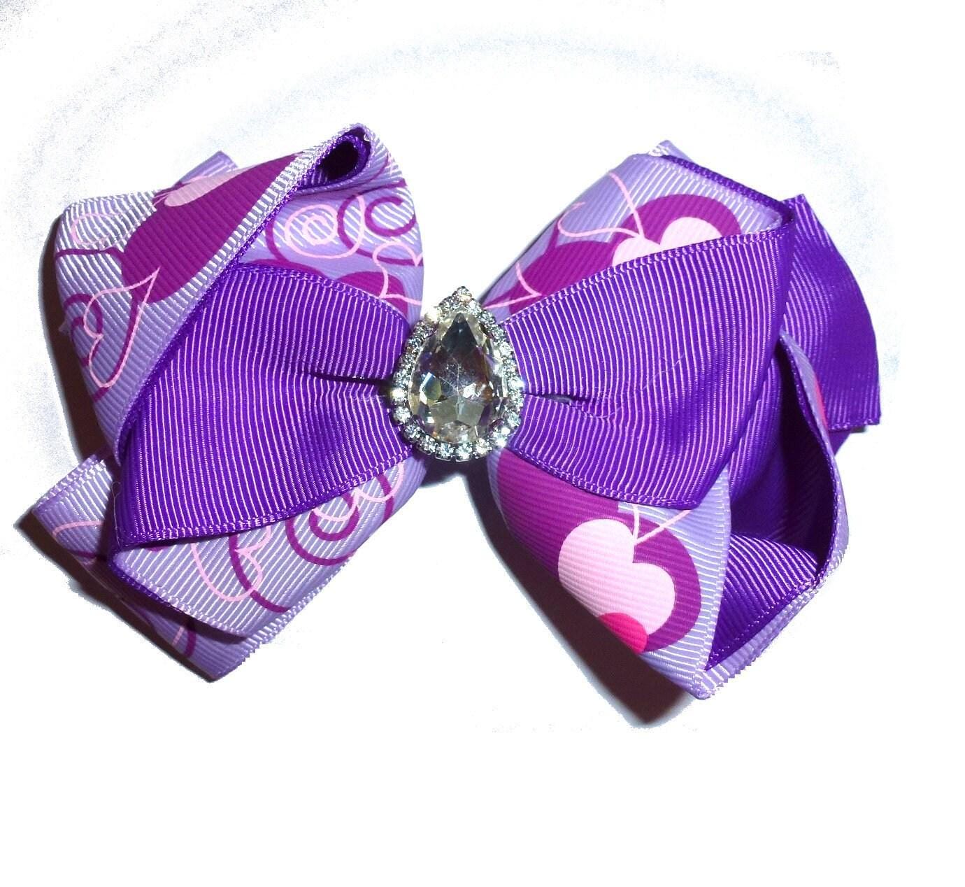 Puppy bows ~ big bling center wavy red/gold dog collar slide bow valentine's day accessory (dc25)