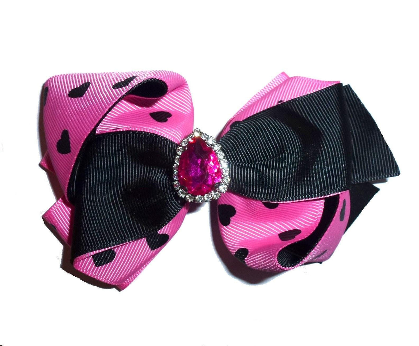 Puppy bows ~ big bling center wavy red/gold dog collar slide bow valentine's day accessory (dc25)
