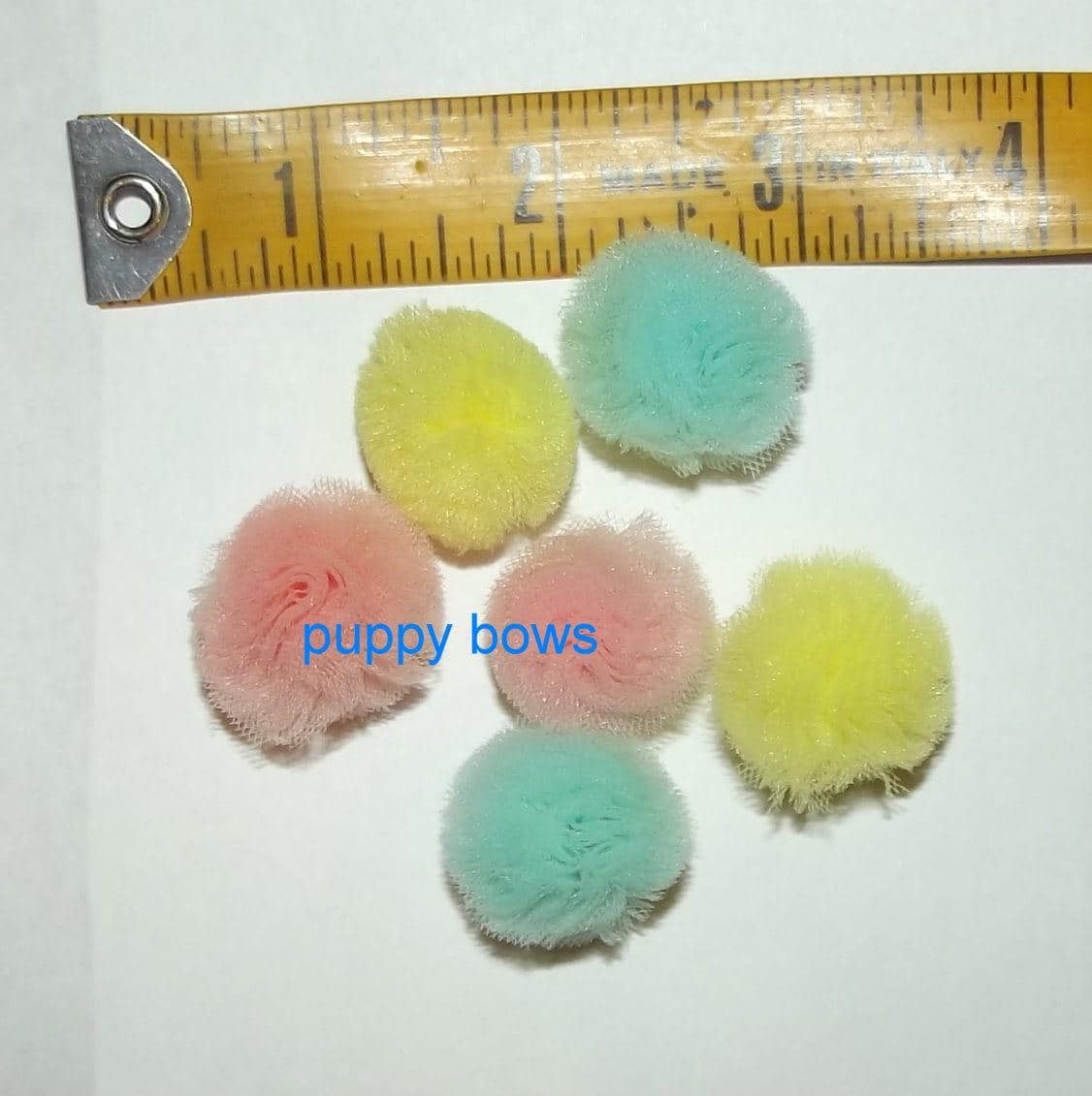 Puppy bows ~ small 1" balls dog grooming bow all colors of tulle pet pom poms