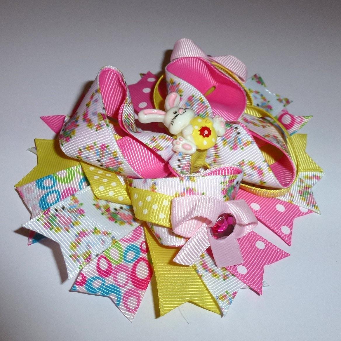 Puppy bows ~ easter wreath bunny egg dog collar slide flower barrette hair accessory ~usa seller (dc34)