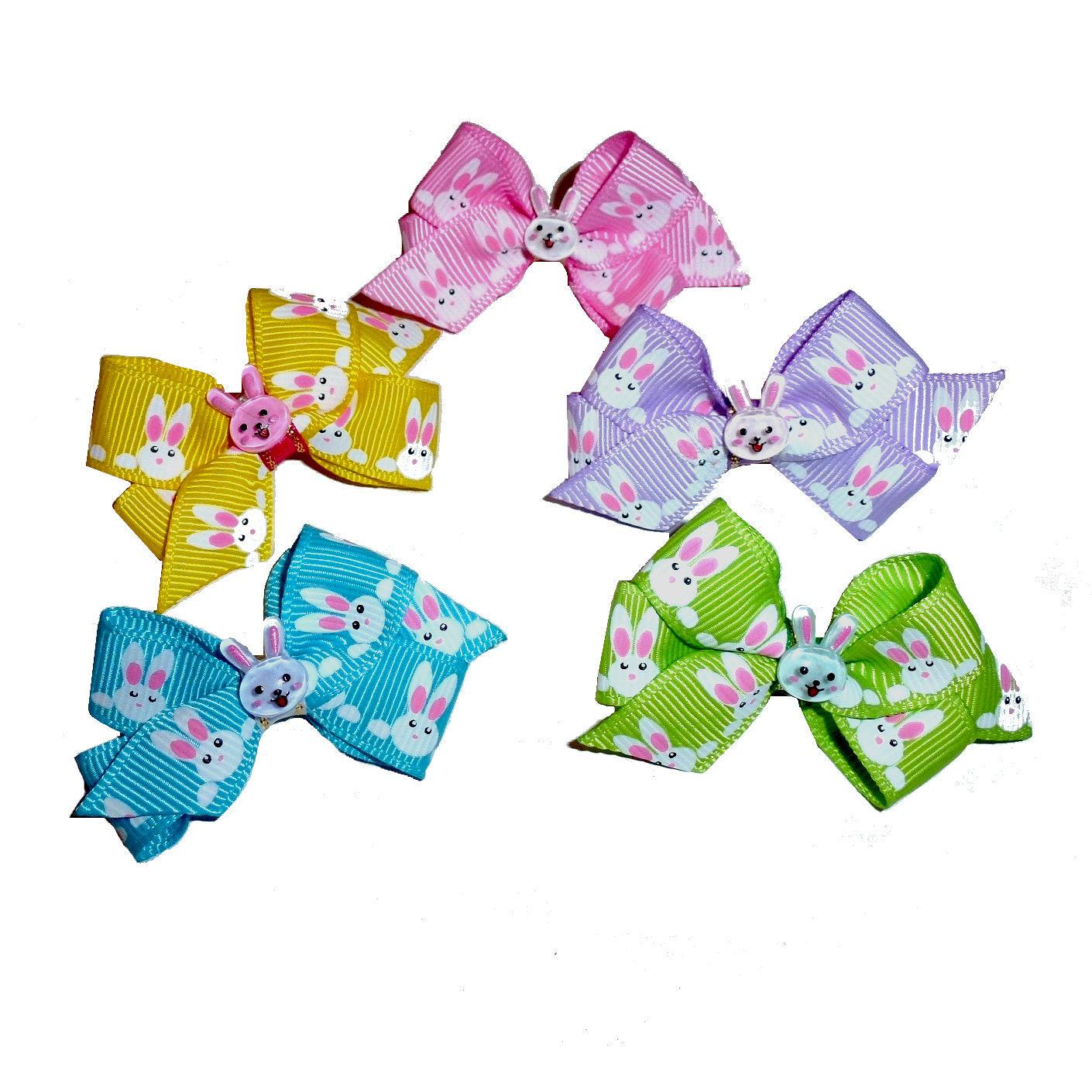 Puppy bows fun easter hand crafted bunny rabbit dog bow pet hair bow (fb2g)