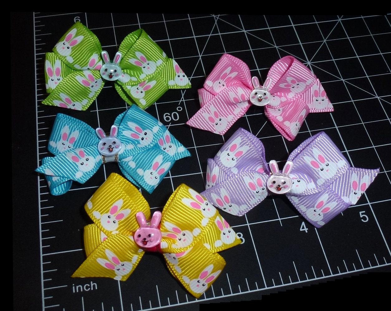 Puppy bows fun easter hand crafted bunny rabbit dog bow pet hair bow (fb2g)