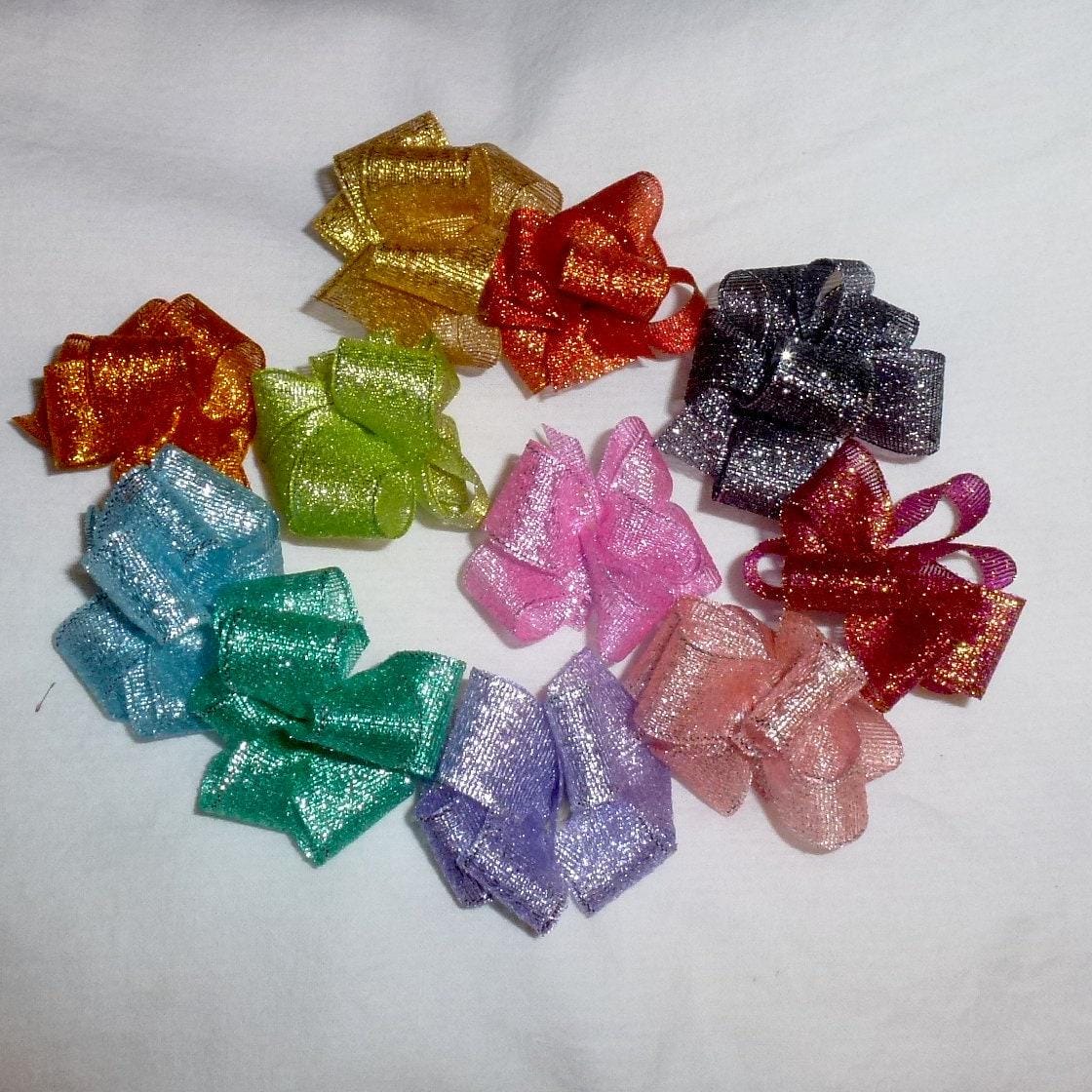 Puppy bows ~ glitter party puffs dog grooming bows