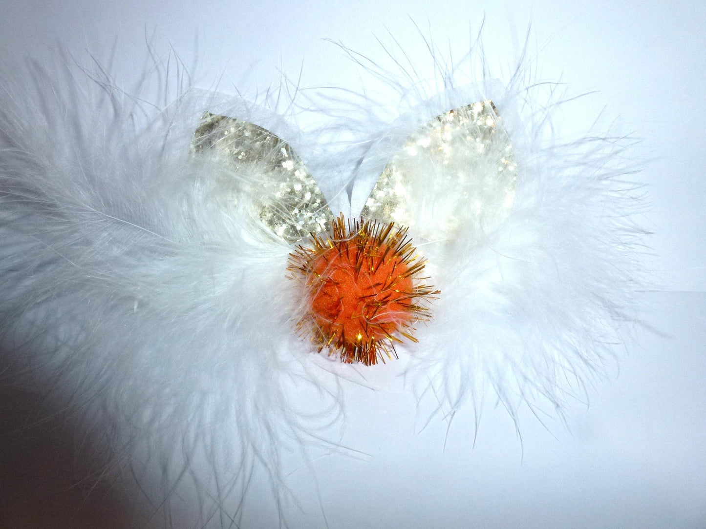 Puppy bows ~ cottontail glitter feather funny easter bunny rabbit ears dog collar slide accessory hair barrette ~usa seller (fb162)