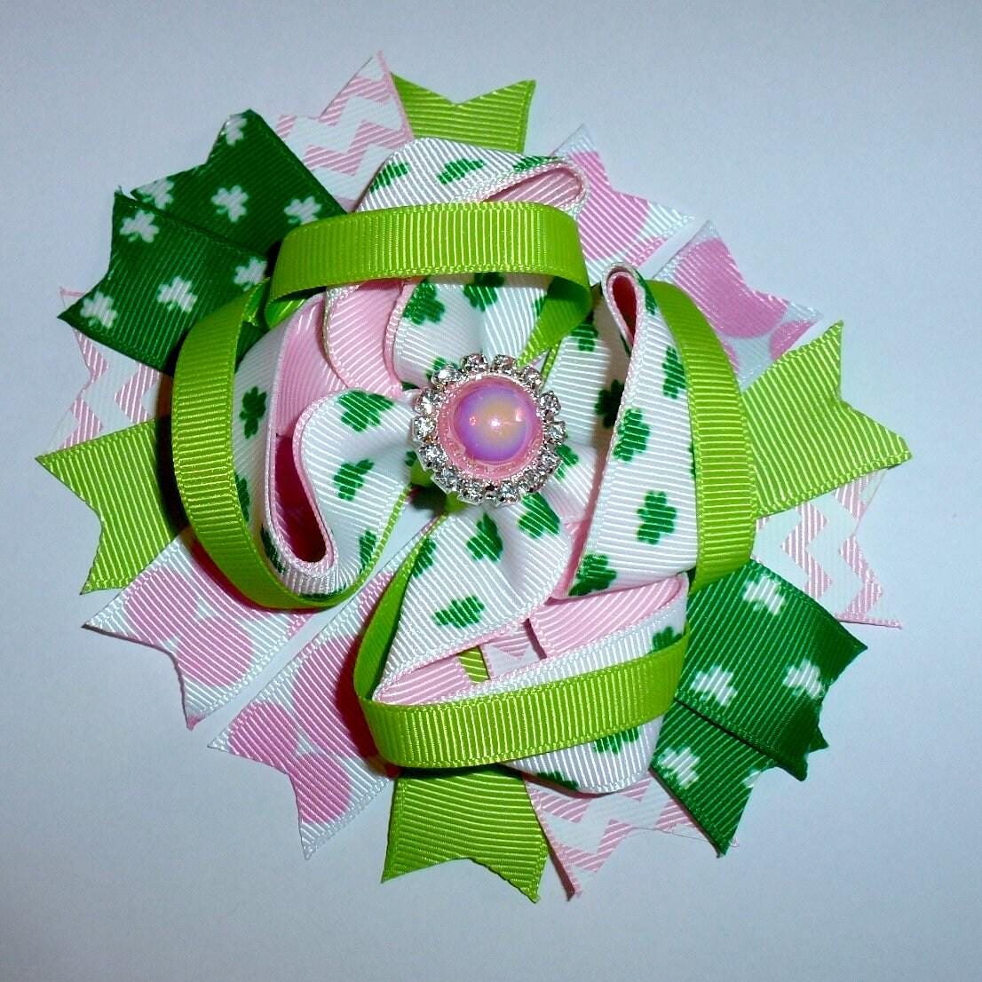 Puppy bows ~ pink green pearl st. patrick's day dog bow collar slide decoration ~usa seller (dc3)