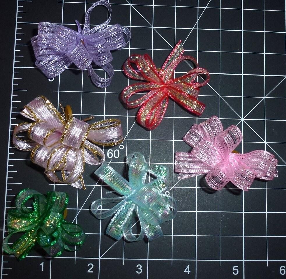 Puppy bows ~ delicate metallic glitter loopy party puffs dog grooming bows