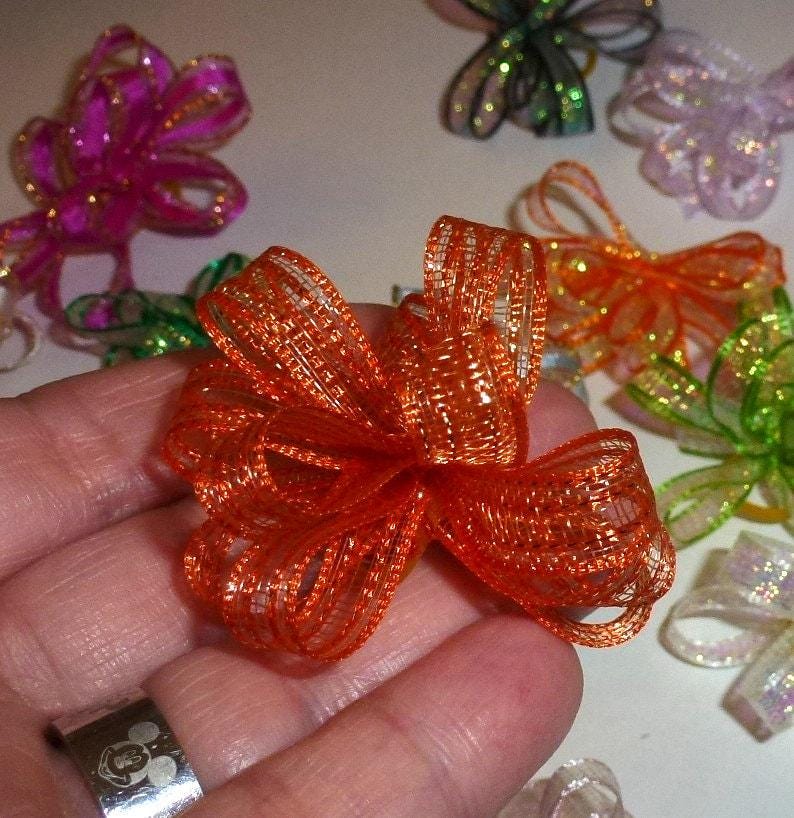 Puppy bows ~ delicate metallic glitter loopy party puffs dog grooming bows