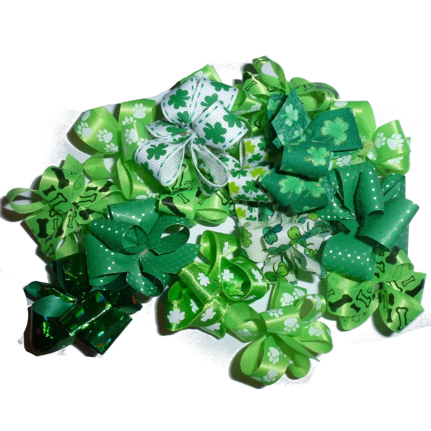 Puppy bows ~ st. patrick's day green party puffs dog grooming bows