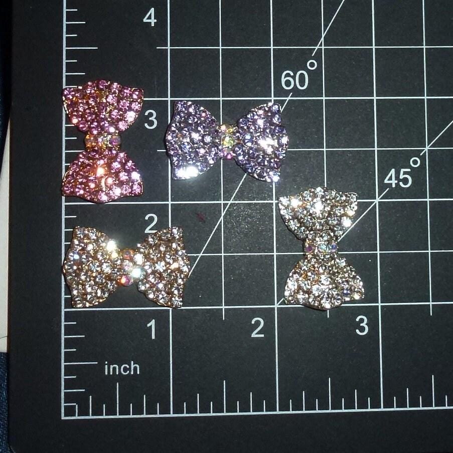 Puppy bows ~ small colored rhinestone bowknot dog bow pet hair clip topknot barrette style #102