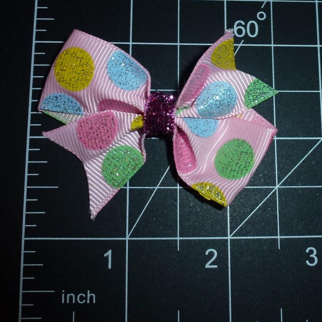 Dog pet hair grooming bow jumbo glitter dots swallowtail band or barrette clip (fb285b)