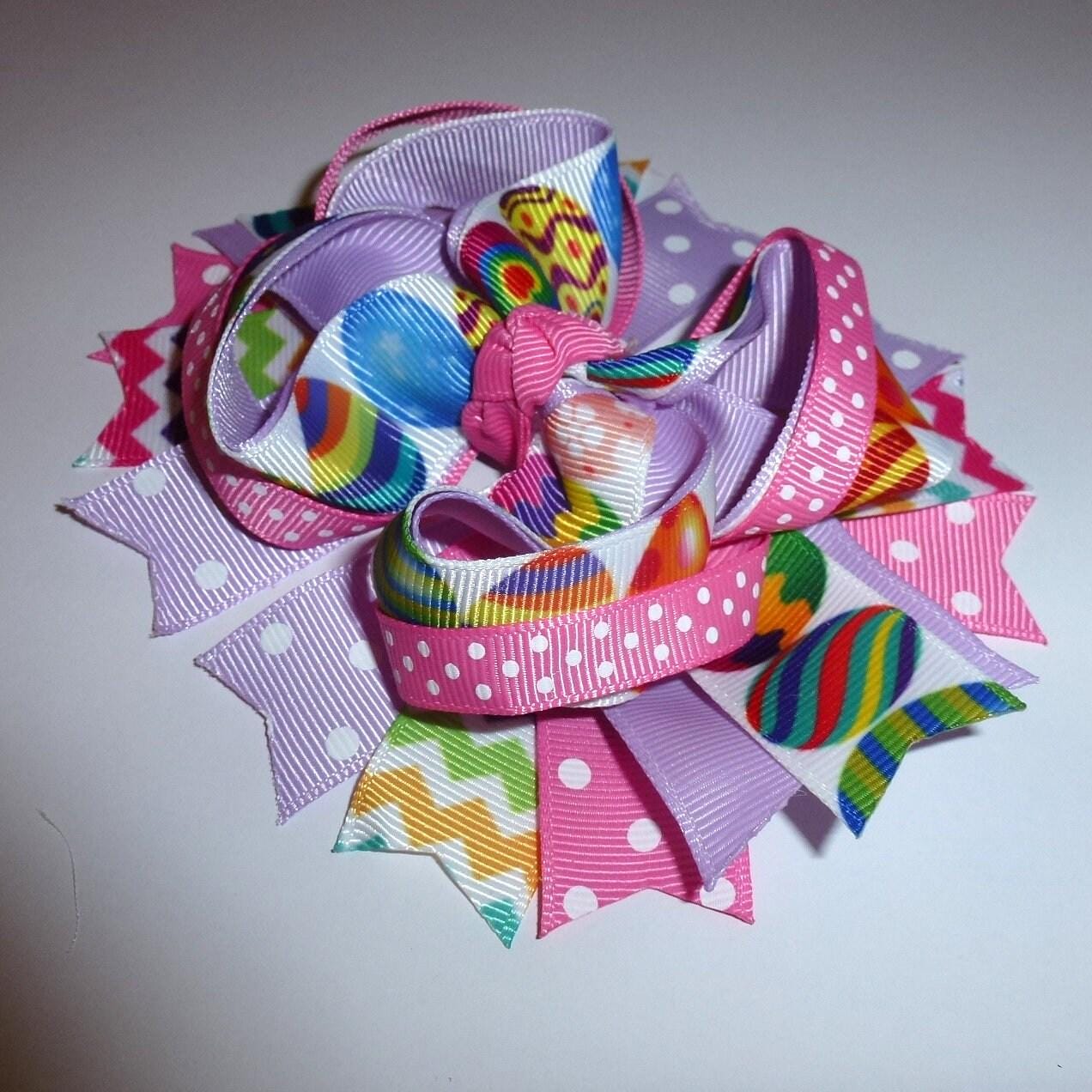 Puppy bows ~ rainbow easter eggs dog collar slide flower barrette hair accessory ~usa seller (dc37)