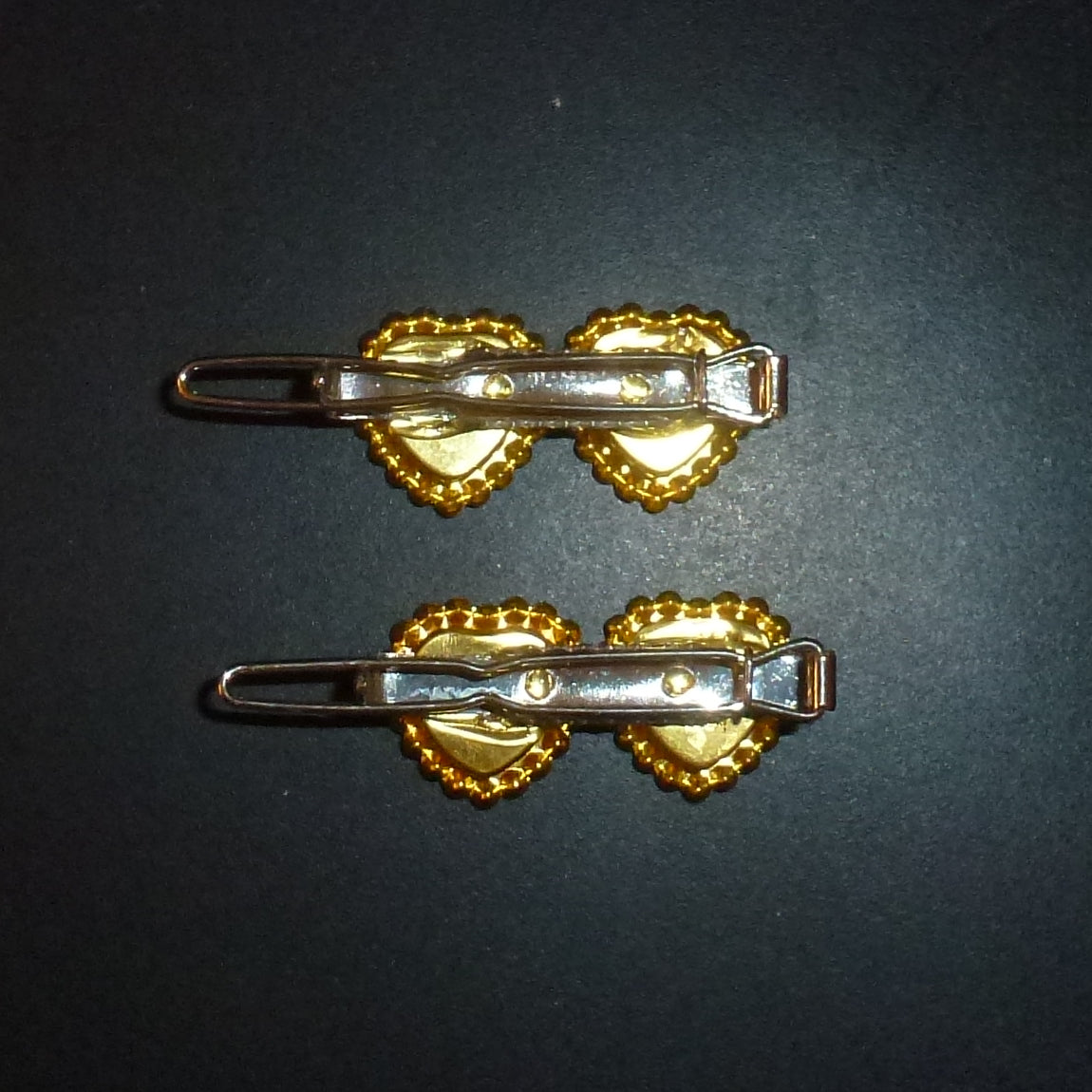 Two for $10 small heart shape handmade rhinestone hair clip barrette