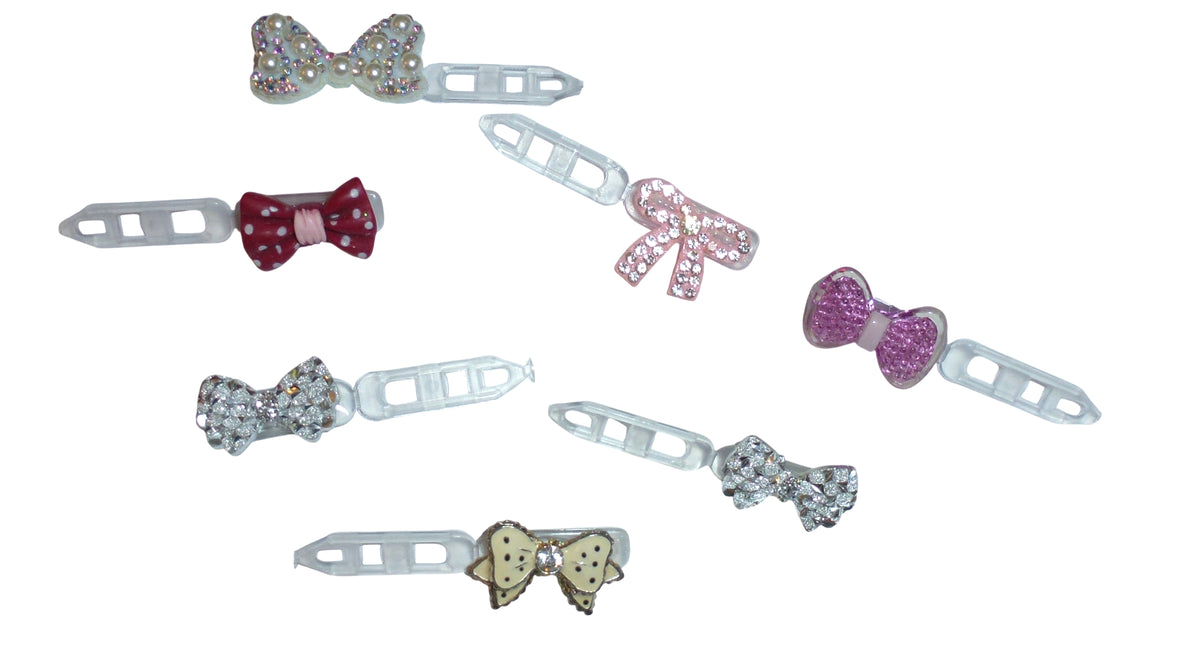 Puppy Bows 7pcs Small Dog Hair Rhinestone Barrette Clips Pink Silver Grooming