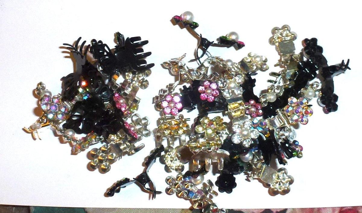 15pcs assorted Rhinestone Pearl Jaw Claw Clips 22mm Hair Grooming Tools