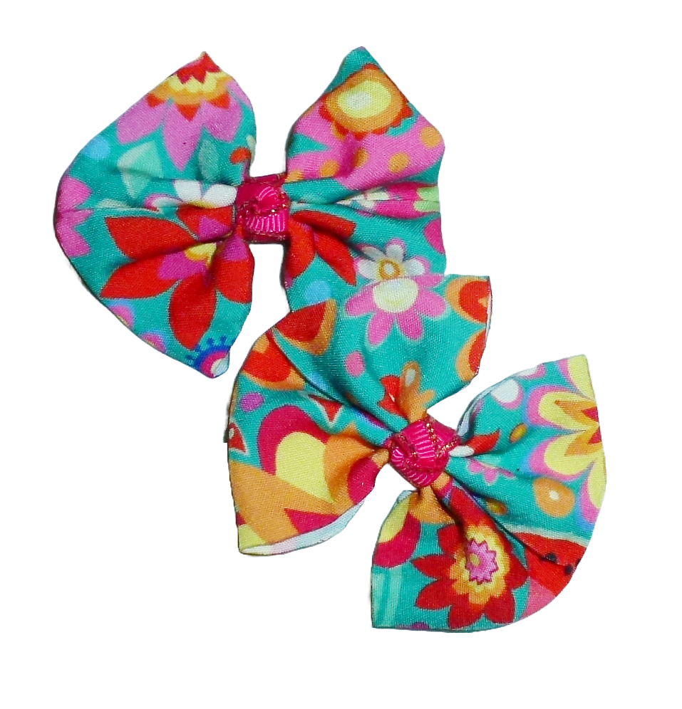 Puppy Bows cute pigtail pairs pet hair bow in vibrant summer floral