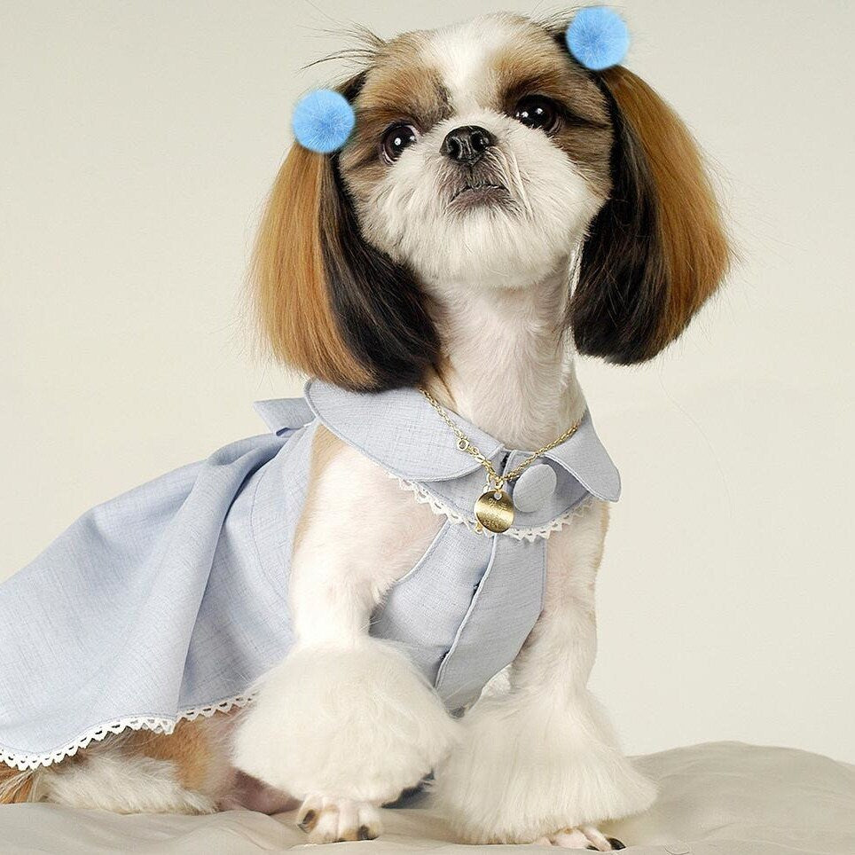 Puppy bows Pairs Tiny 1" fuzzy feather fur marabou ball puffs  pet dog hair bow