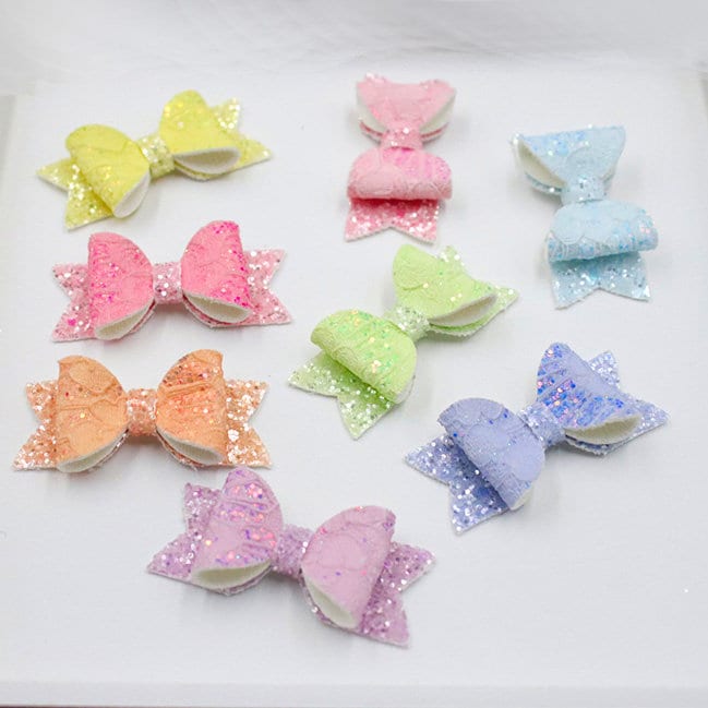 Dog Bows ~ Lace and  glitter bowknot , barrette bow glitter hair clips for pets ~USA seller (fb37)