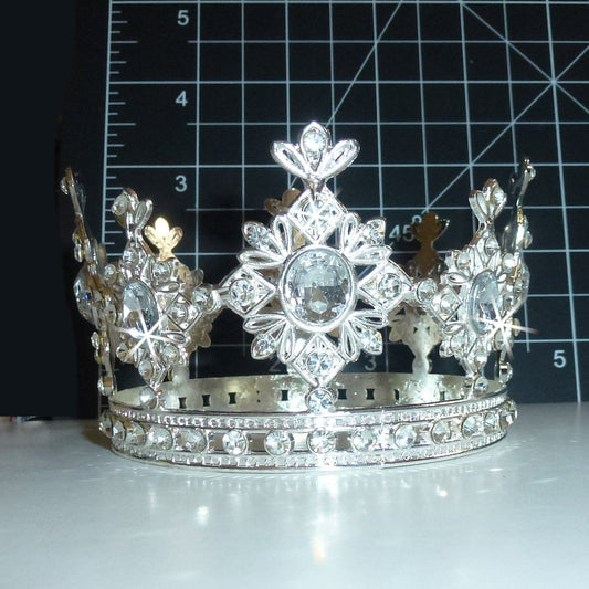 Puppy Bows ~ Med/large dog 3D silver full round tiara for dogs pet hair crown beauty pageant barrette (LB1)