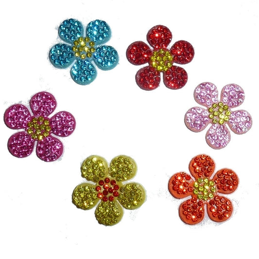 Puppy Bows ~ 1 for 2.69 2 for 4.69 padded rhinestone daisy flower small  around 1" pet hair bow  - (fb136)