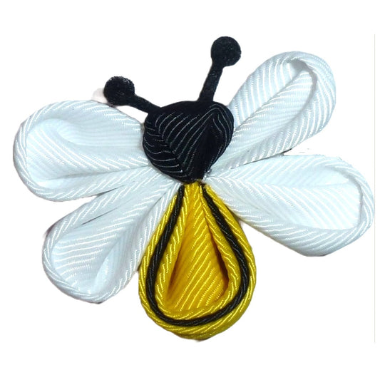 Puppy Bows ~ Handmade bumblebee kanzashi bee pet hair bow latex bands or barrette  (fb47B)