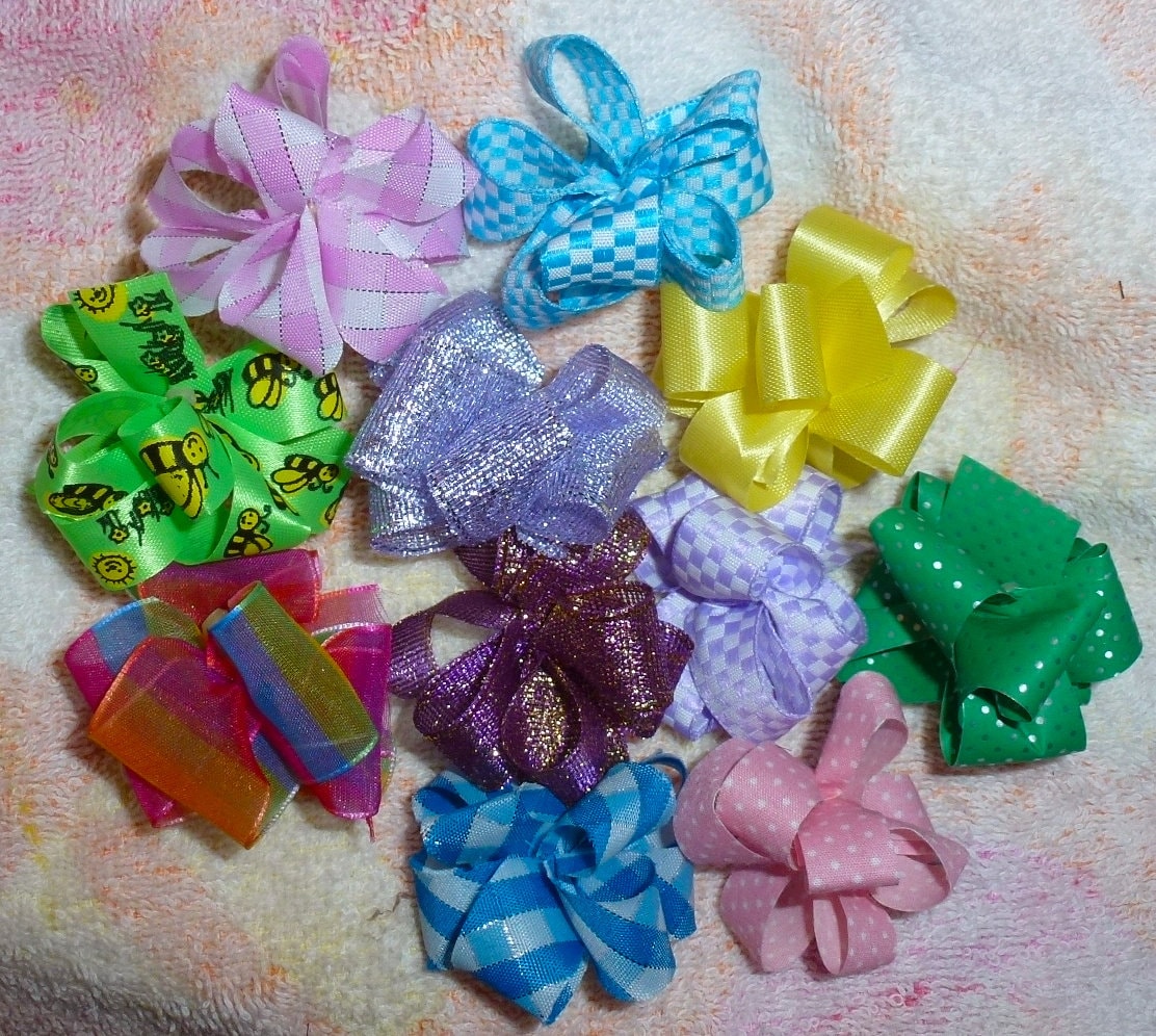 Puppy Bows ~  Party puffs loop dog grooming bows all colors  loopy bow