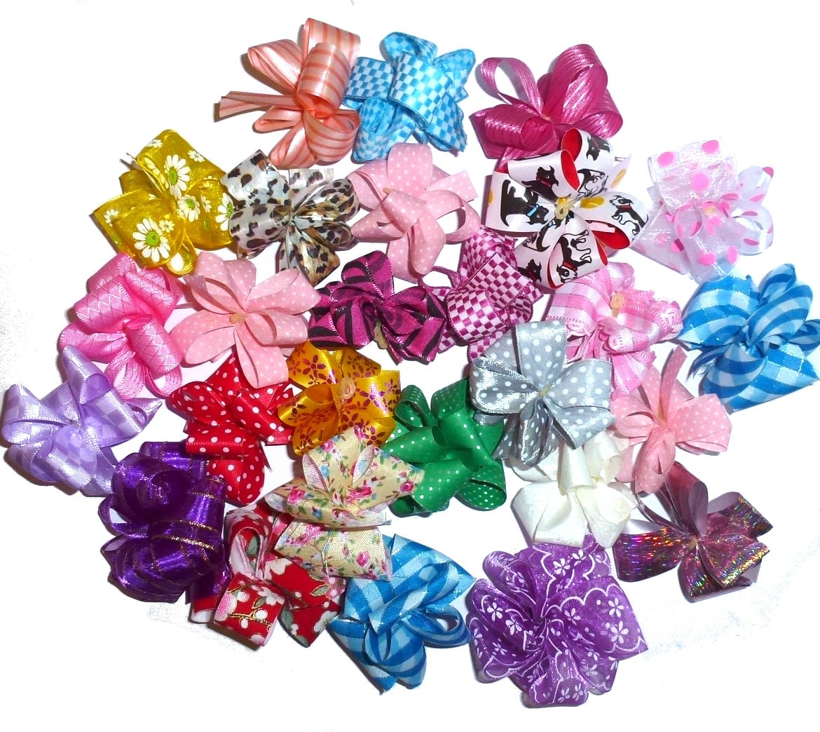 Puppy Bows ~  Party puffs loop dog grooming bows all colors  loopy bow