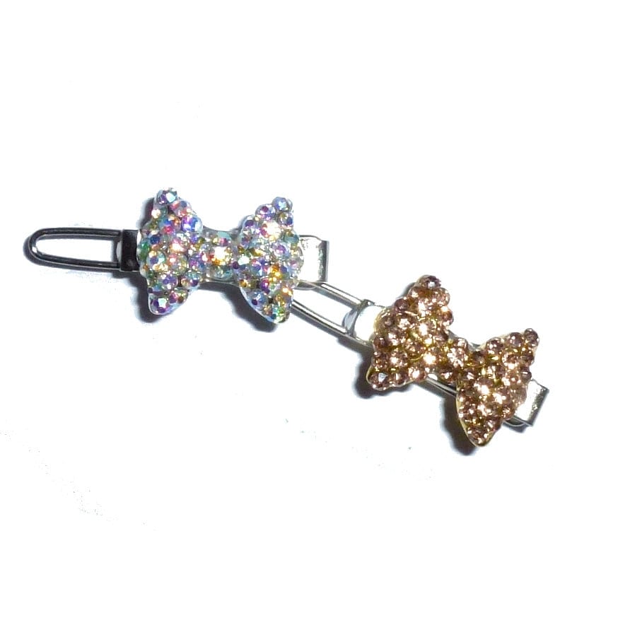 Puppy Bows ~ TINY 3/4" rhinestone  5 colors! bowknot dog bow  pet hair clip topknot barrette diamond crystal or chocolate diamond crystals!