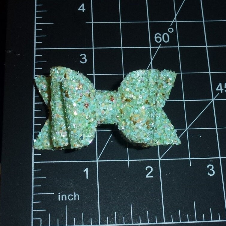 Sea mist chunky glitter bows dog barrette or bands  pet hair bow  - (gl37)