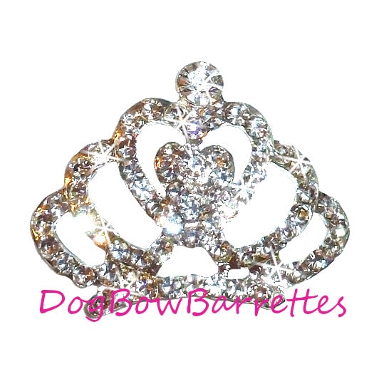 Puppy Dog Bows Tiara for dogs rhinestone center  pet hair show bow barrettes or bands (rb62)