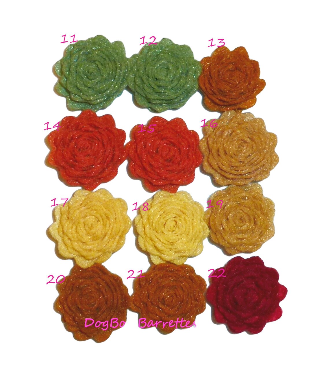 Dog bows flower fall Autumn Small cabbage rose  barrette  clip pet hair bow (fb624)