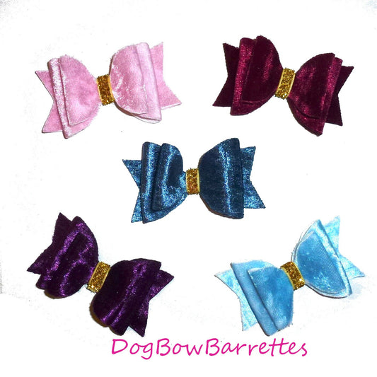 Dog hair bows pet grooming bow Crushed velvet band or barrette clip (GLBX)