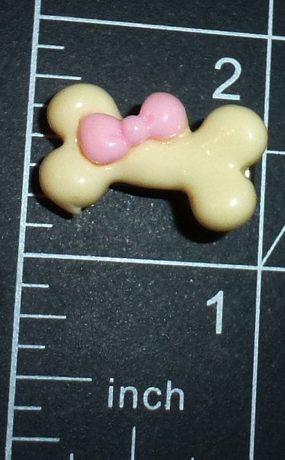 Puppy Bows Tiny 1" pink and cream dog bone dogs bow pet hair alligator clip (fb20)