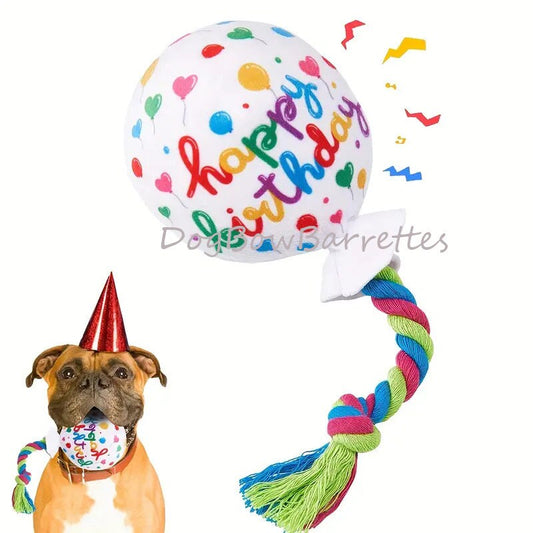 Happy Birthday home decor plush stuffed dog balloon squeaky toy party favor photo prop (to25)