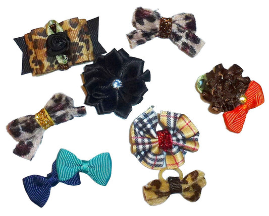 Dog Bow Barrettes Animal print 8pcs pet hair grooming bows (FB614)