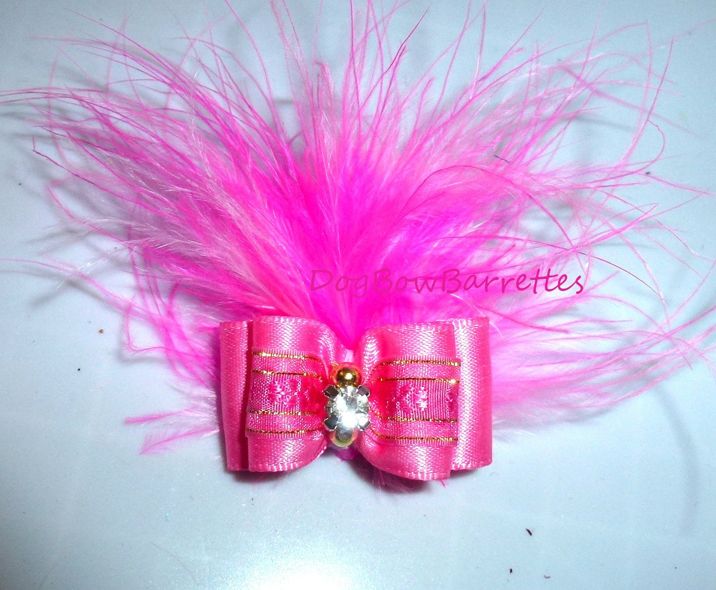 Dog Bow Barrettes pink rhinestone 5pcs pet hair grooming bows (FB396H)