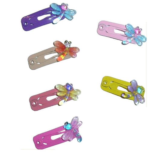 Dog Bow Barrettes tiny 6 dragonflies jewel snap clips for pet hair topknot (fb469B)