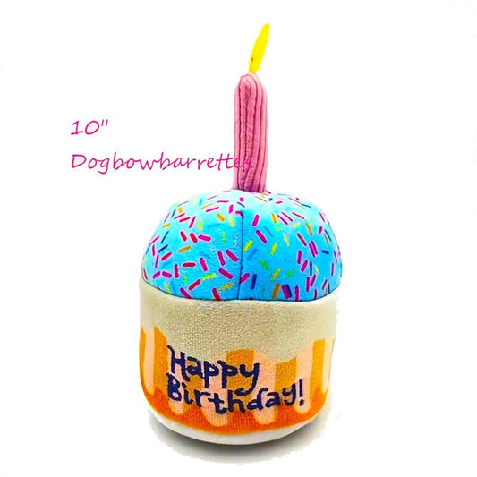 Happy Birthday plush stuffed candle cupcake party favor decor squeaky toy photo prop (to16)