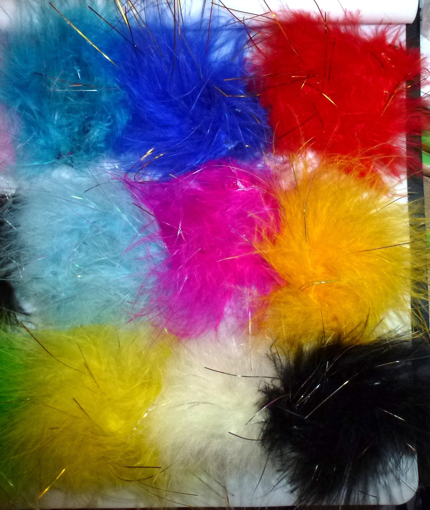 DogBowBarrettes ~ Feather boa silver gold lurex shiny dog bows marabou pet hair barrette clip or collar accessory slide