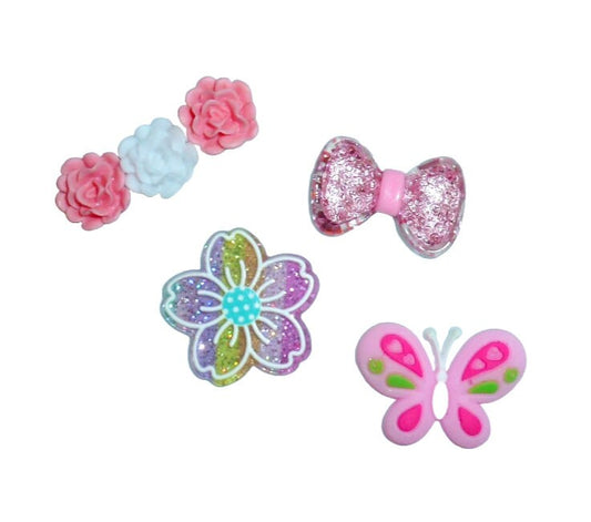 Puppy Dog Bows set of 4 flower butterfly pet hair show bow barrettes or bands (FB188M)