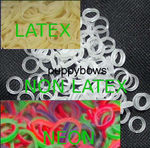 Puppy Bows ~ Latex Non Latex  Neon Doll hair craft Bands ~elastic band ~USA seller