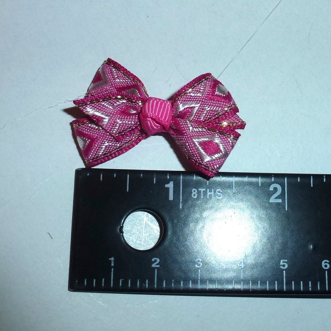 Puppy Dog Bows tiny 1.5" pink knot pet hair show bow barrettes or bands (FB558)