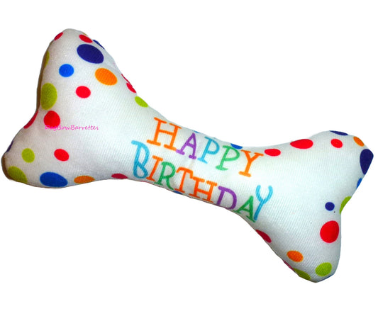 Happy Birthday plush stuffed dog bone squeaky toy photo prop (to15)